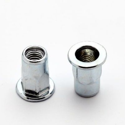 Yellow Zinc Carbon Steel M6 Flat Round Head Half Hex Rivet Nut for Internal and External