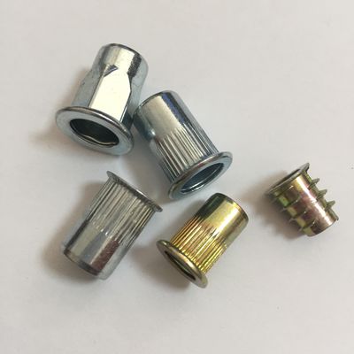 Yellow Zinc Carbon Steel M6 Flat Round Head Half Hex Rivet Nut for Internal and External