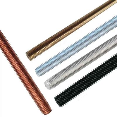 Brass Carbon Stainless Steel 304 316 A2 A4 Gr 4.8 8.8 Plain Black Zinc Plated HDG DIN975 DIN976 Threaded Rod M4-M48