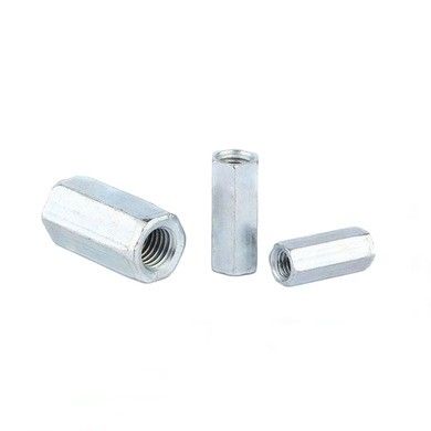 White Zinc Plated Hexagon Head Coupling Nut with Thickened Design and Steel Material