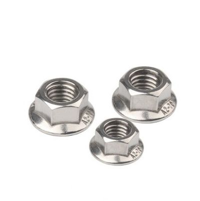 304 M8 Hex Lock Din6923 Self Locking Hexagon Flange Nut with Plain Surface Treatment