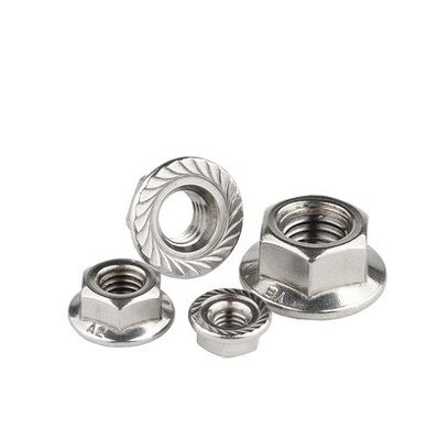 304 M8 Hex Lock Din6923 Self Locking Hexagon Flange Nut with Plain Surface Treatment