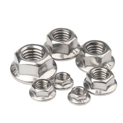304 M8 Hex Lock Din6923 Self Locking Hexagon Flange Nut with Plain Surface Treatment