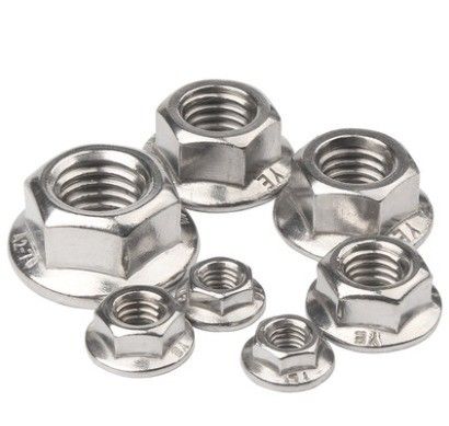 304 M8 Hex Lock Din6923 Self Locking Hexagon Flange Nut with Plain Surface Treatment