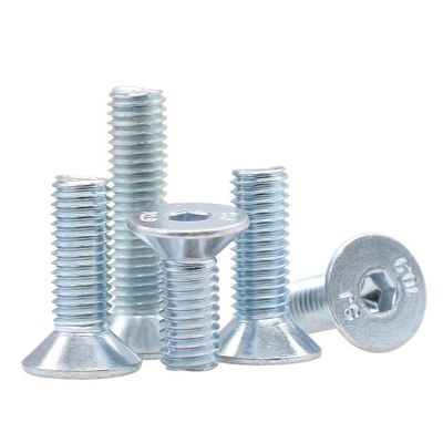 Handan Fastener Direct White Blue Zinc Plated DIN7991 CSK Flat Head Hex Socket Bolt Screw