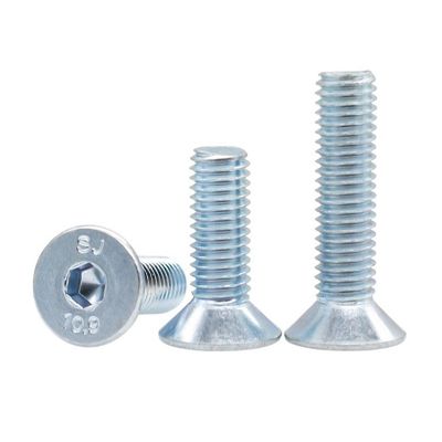 Handan Fastener Direct White Blue Zinc Plated DIN7991 CSK Flat Head Hex Socket Bolt Screw